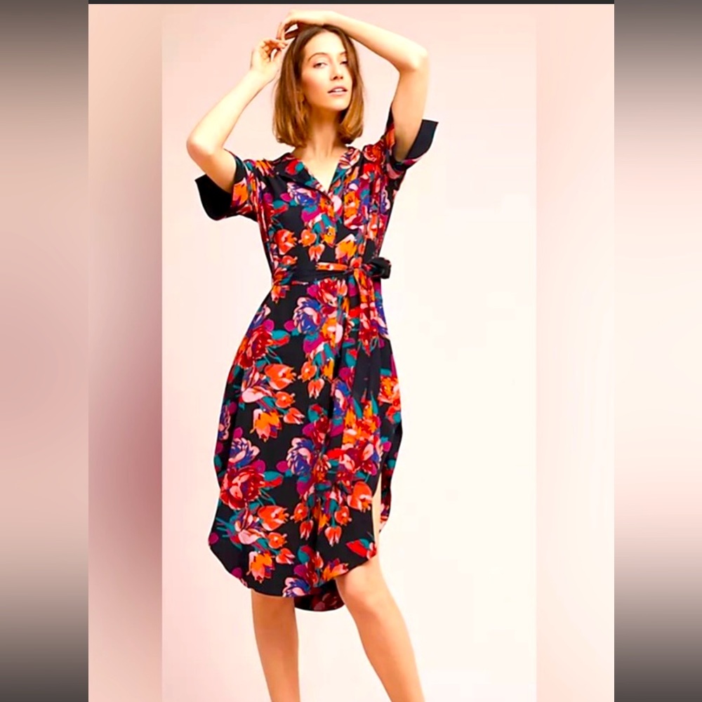 Anthropology Mauve Buttoned Down Dress